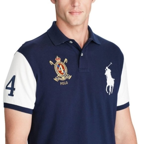 Polo Ralph Lauren Men's Big Pony Custom Slim Fit Mesh Polo - White